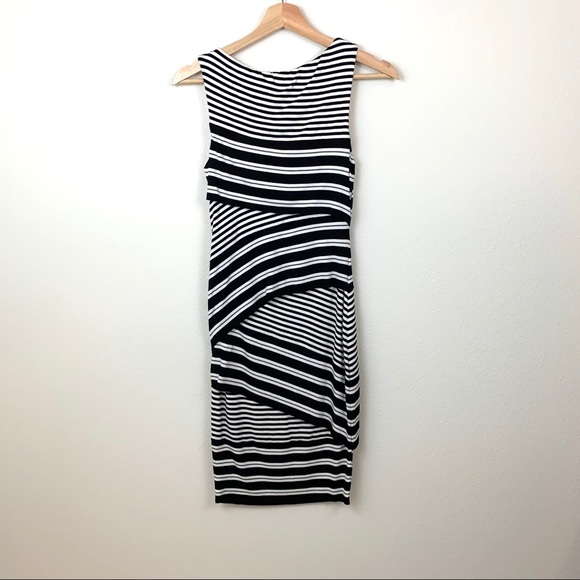 Bailey 44 Black White Stripe Bandage Dress - Picture 5 of 9